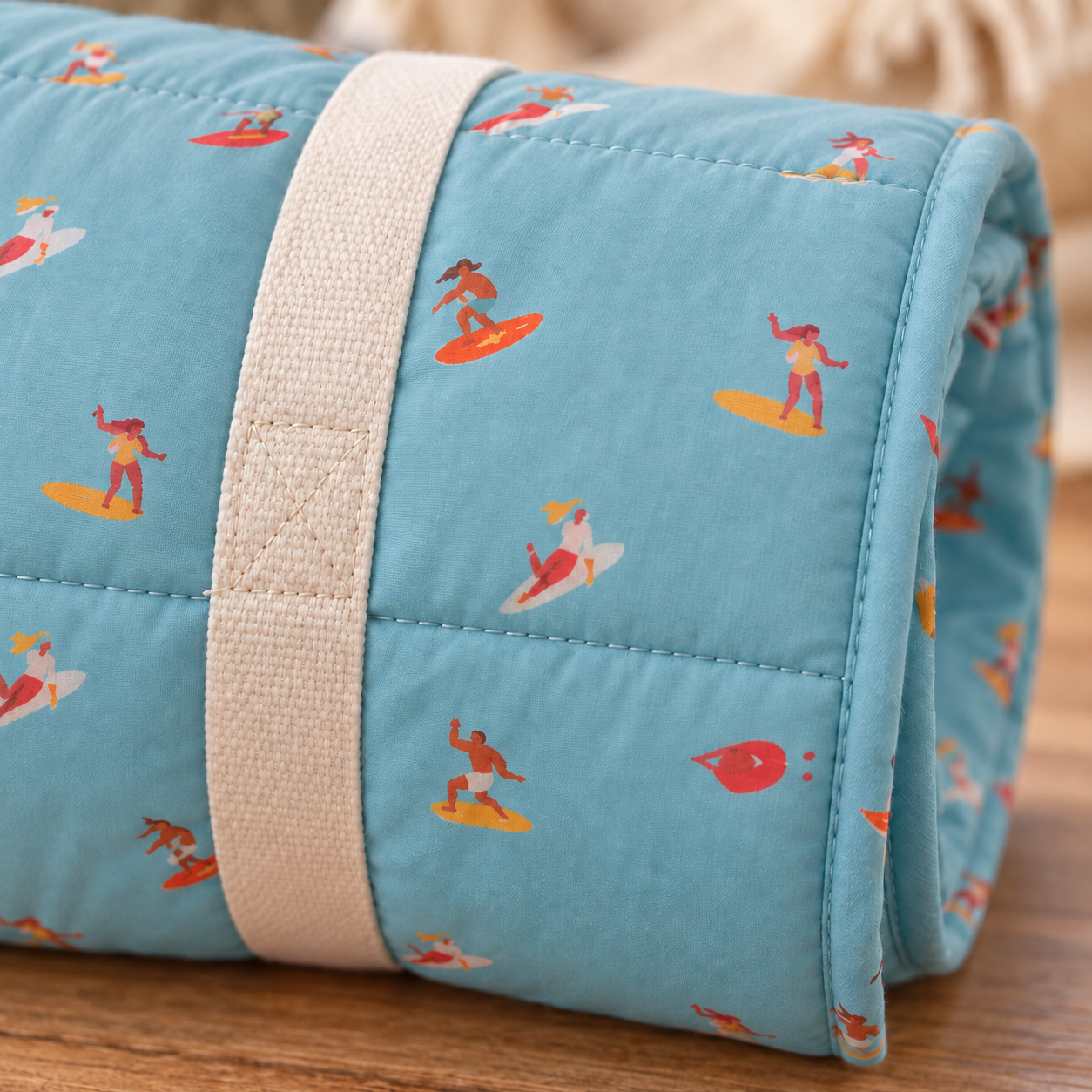 Dusty teal Little Surfer print detail